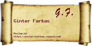 Ginter Farkas névjegykártya